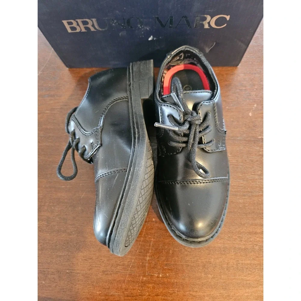 Bruno Marc Boy's Dress Oxford Formal Lace-Up Black‎ Shoes Size 9 New in box